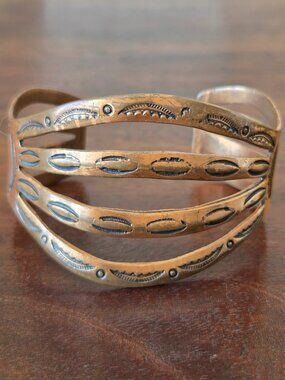 Vintage Solid copper cuff southwestern bracelet boho size small